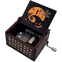 Caja de música pintada de Pesadilla antes de Navidad- con manivela manual- de madera tallada- regalo musical